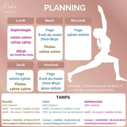 Nouveau, cours de yoga sophrologie et pilates